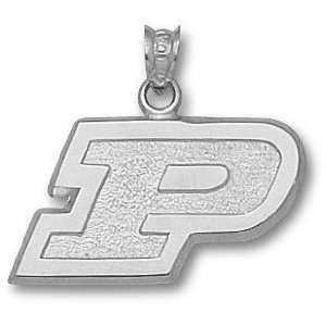   Solid Sterling Silver P Stippled 1/2 Pendant