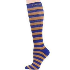   Ladies Gold Royal Blue Striped Knee High Socks: Sports & Outdoors
