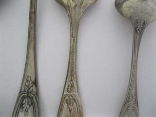 Lot of old spoons in the olive pattern. Various makers and monograms.