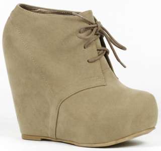 Wedge Round Toe Platform Lace Up Ankle Bootie Boot Glaze Camilla1 