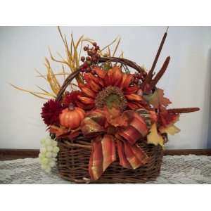  Autumn/Fall Oval Willow Basket Arrangement