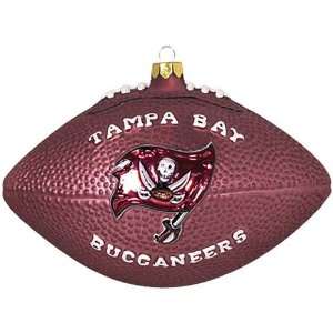  BAY BUCCANEERS 5 Hand Painted Blown Glass Football CHRISTMAS ORNAMENT