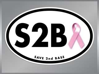 SAVE SECOND BASE Euro Oval Decal Cure Breast Cancer 2nd  