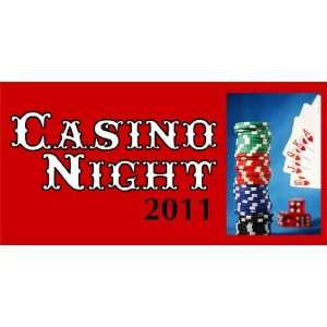    3x6 Vinyl Banner   Casino Night Poker Chips 