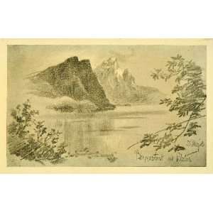   Pilatus Mountain Switzerland   Original Halftone Print