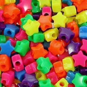  450 Multi Colored Neon Star Pony Beads