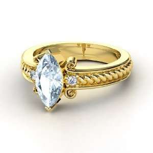 Catelyn Ring, Marquise Aquamarine 14K Yellow Gold Ring 
