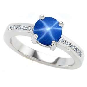  Star K(tm) 925 Lab Created Round Star Sapphire Engagement Ring 
