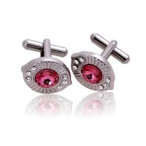  Cats eyes Premium Quality Cufflinks , Silver with Ruby 