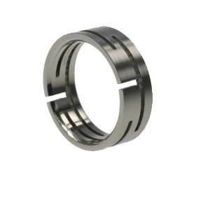 316L stainless steel ring with cut lines   Width 8mm (Size 9)stone 