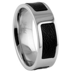Stainless Steel 316L Shiny Polish Band with Genuine Leather   8mm(5 