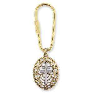  Gold tone & Silver tone Patriarchal Cross Key Fob: Jewelry
