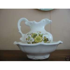  McCoy Pitcher and Basin, Floral Pattern 