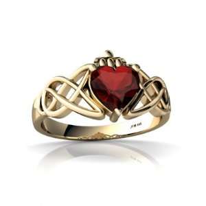   Gold Heart Genuine Garnet Celtic Claddagh Knot Ring Size 6: Jewelry