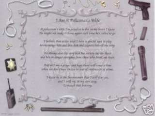POLICE OFFICER WIFE Poem Personalized Print Prayer  