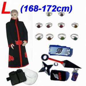  NARUTO Cosplay Costume Akatsuki Ninja Uniform Cloak (L 