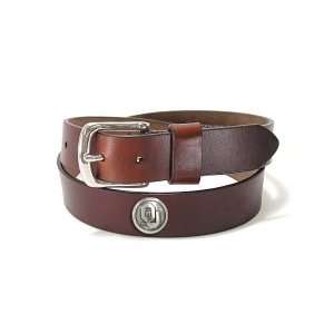    Oklahoma Sooners Brown Oil Tan Leather Belt: Sports & Outdoors
