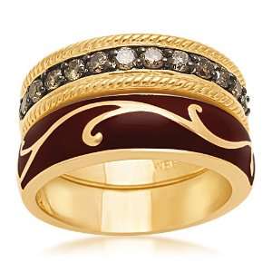   Champagne Diamond Enamel Stack Rings (1/2 cttw), Size 6 Jewelry