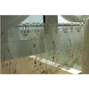   Embroidery Gold rose Voile Valance/Cafe curtain: Home & Kitchen