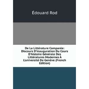   universitÃ© De GenÃ¨ve (French Edition) Ã?douard Rod Books