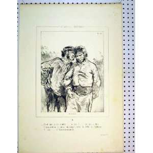    C1810 French Drawing Country Men Chatting Costumes