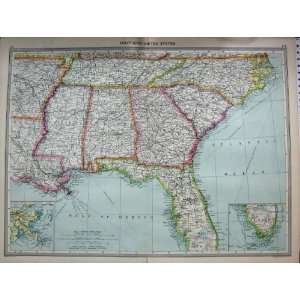  MAP c1890 SOUTHERN AMERICA FLORIDA NEBRASKA KANSAS