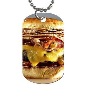  Bacon Cheeseburger Dog Tag with 30 chain necklace Great 