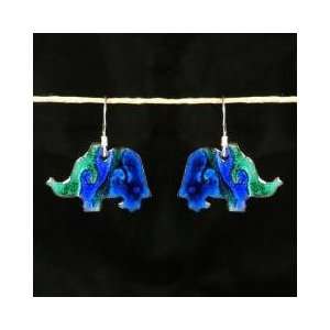  Chilean Handcrafted Enamel Elephant Earrings Jewelry
