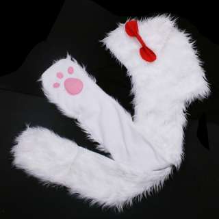 Lovely Cartoon Animal Cat Plush Soft Warm Cap Hat Earmuff Scarf White 