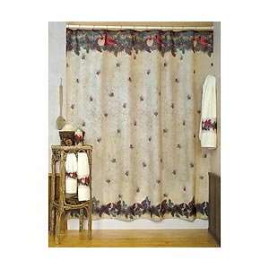   Pinecone Lodge Fabric Shower Curtain Cardinals & Pine