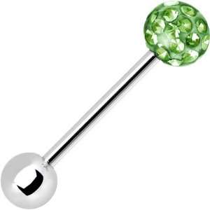  Green Crystal Ferido Ball Barbell Tongue Ring: Body Candy: Jewelry