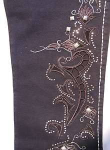 Stretch Brazil RoXX Jeans Black & Silver with Embroidered Cutouts 