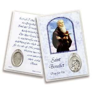 Catholic Christian Patron Saint St Benedict Devotional Holy Card w 