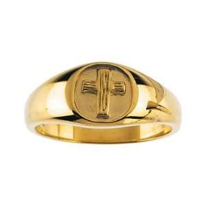    Mens Yellow Gold Rugged Cross Christian Purity Ring: Jewelry
