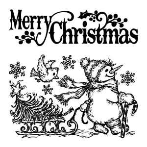  Cling Stamp, Merry Christmas Snowman: Arts, Crafts & Sewing