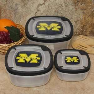  Michigan Wolverines 3 Pack Square Food Containers Sports 