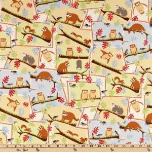  44 Wide Frolic Animal Collage Yellow Fabric By The Yard 