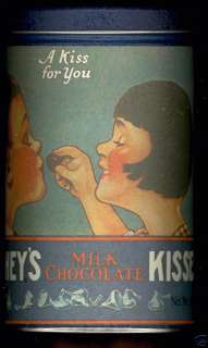 1980 hersheys milk chocolate kisses tin can  