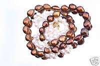14mm Chocolate Pearl & White Akoya Pearl Necklace  