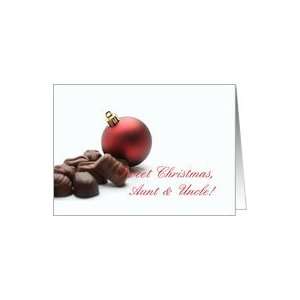  Sweet Christmas aunt & uncle, chocolates & red ornament 