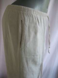 Coldwater Creek elastic drawstring Beige Linen pants S  