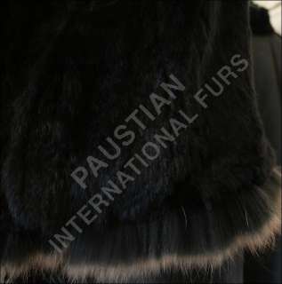 756 Rabbit fur waistcoat with fox frame   fur vest  