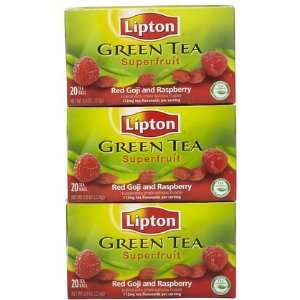 Lipton Green Tea Bags, Red Goji & Raspberry, 20 ct, 3 ct (Quantity of 