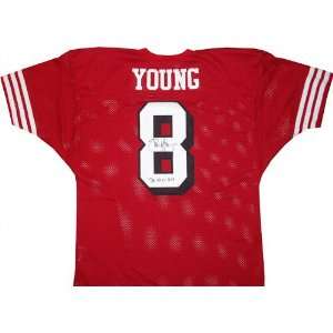 Steve Young San Francisco 49ers Autographed Throwback Jersey with SB 