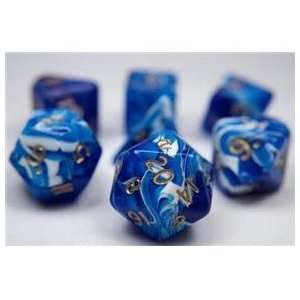  RPG Dice Set (Silk Blue) role playing game dice + bag 