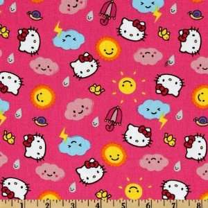   Rain Or Shine Thunder Clouds Pink Fabric By The Yard Arts, Crafts