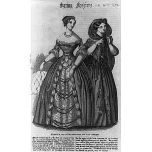  Spring Fashions,Drawing Room,Ball Costumes,1852,Harpers 