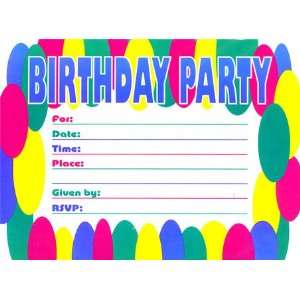    Birthday Party Invitations Balloons   16 Cnt.: Home & Kitchen