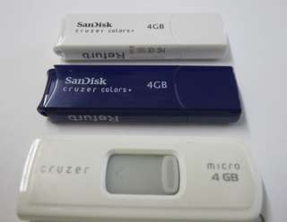 LOT 3 x MIX Color SanDisk Cruzer colors+ 4 GB USB Flash drive 4 G 