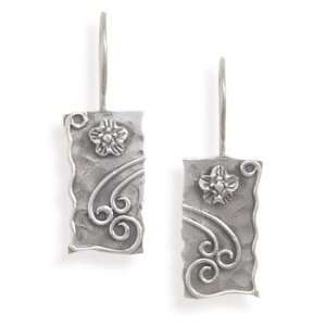    Sterling Silver Oxidized Rectangle French Wire Earrings: Jewelry
